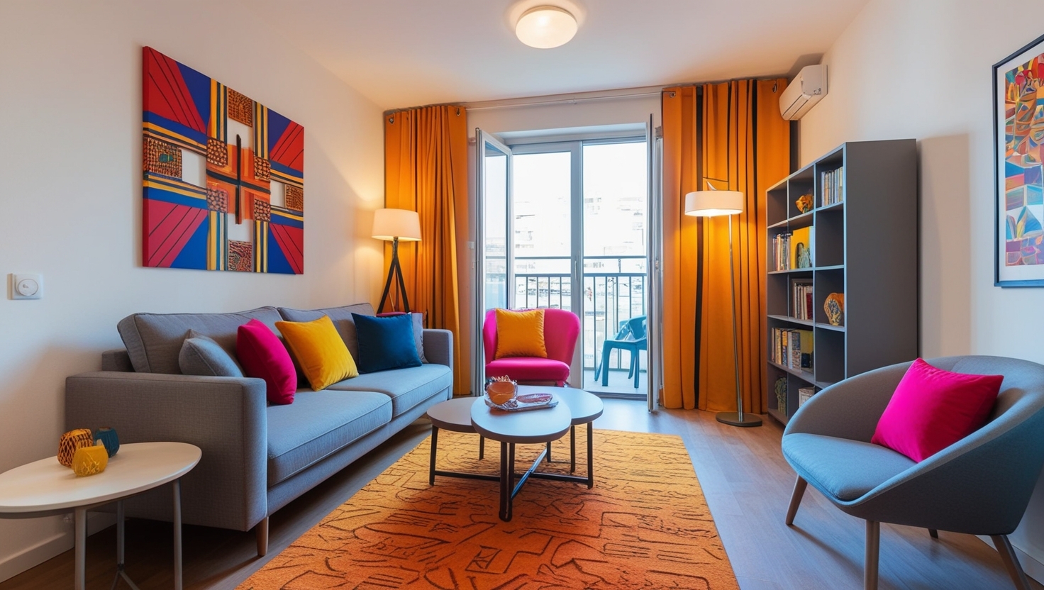 Ubuntu-inspired small living room with multifunctional furniture